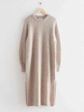& Other Stories Alpaca Wool Midi Sweater Dress - Oatmeal/Beige S